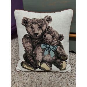 90's vintage Dakotah "Best Buddies" Teddy Bears woven tapestry throw pillow